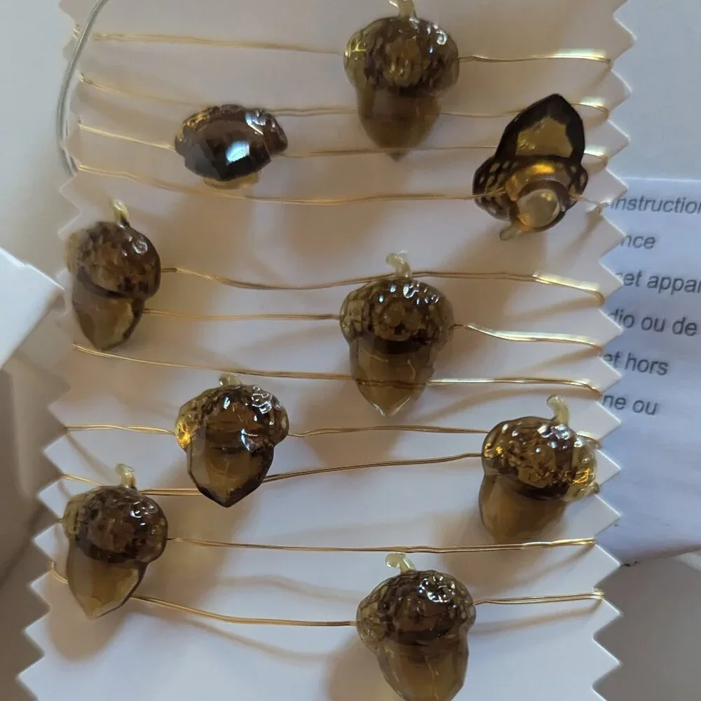 NWT Brown Acorn 18 String Lights Timer Autumn Home Decor Nature Trees Ashland